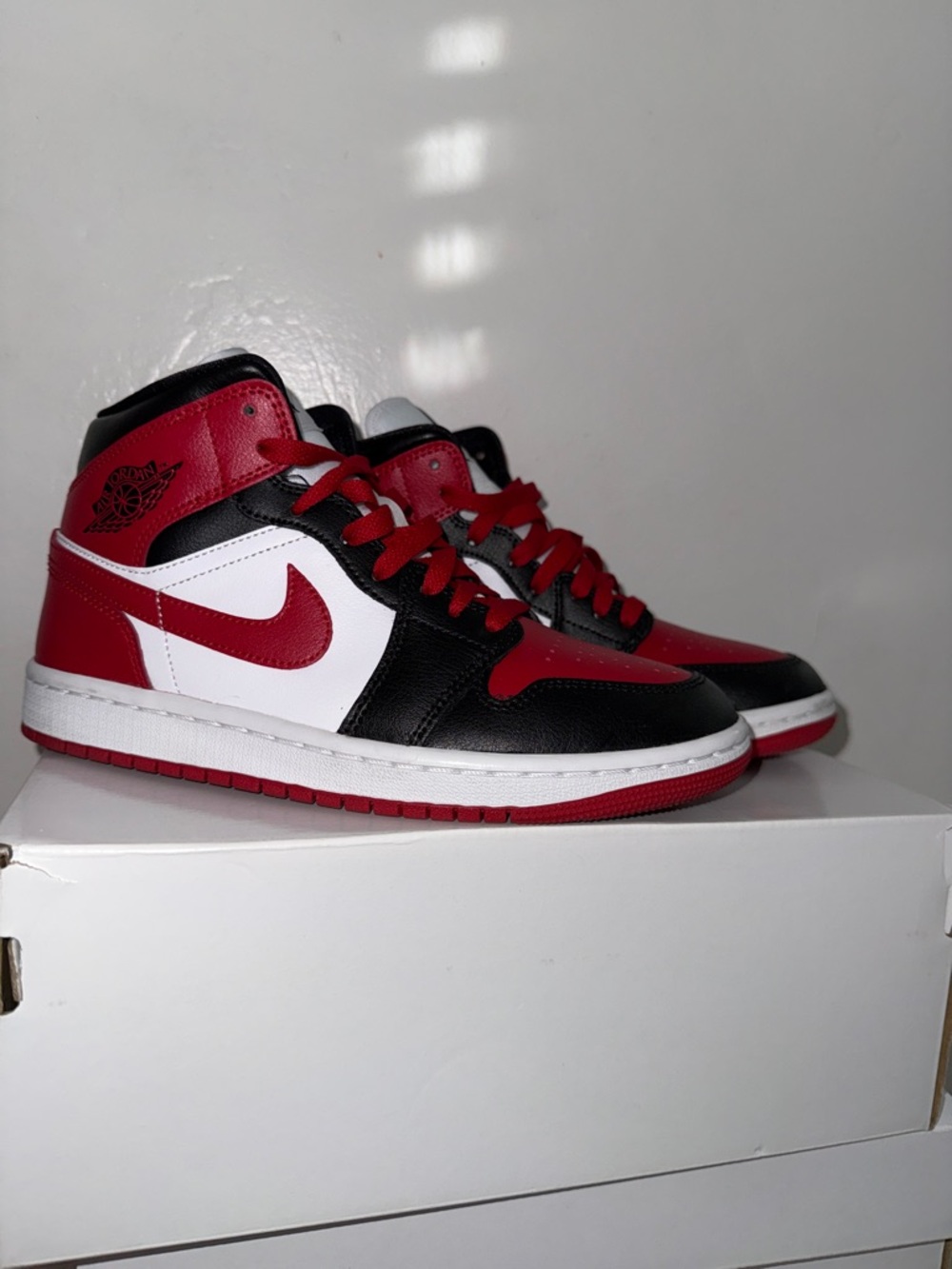 Jordan Retro High-Top Sneakers in Red, Black & White
